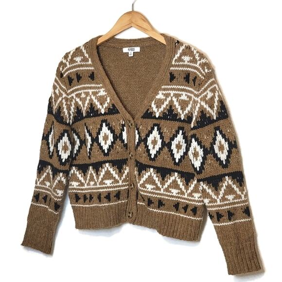 BB Dakota Steve Madden Fair Isle Aztec Button Down Cardigan Sweater Cozy Fall S - Picture 15 of 15